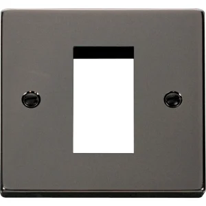 Front Plate 1 Gang 1 Aperture Black Nickel Black&White Gasket Vict