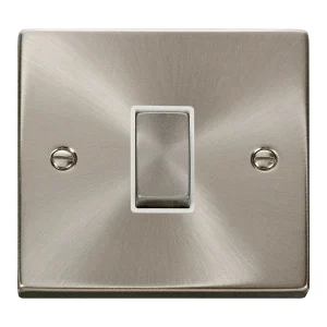 Plate Switch 1 Gang Intermediate White Insert Victorian 10A Satin Chrome