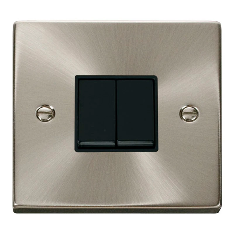 Deco 2-Gang 2-Way Plate Switch 10AX Satin Chrome