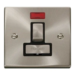 Connection Unit Ingot Switched Neon 13A Satin Chrome Black