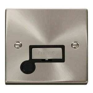 Connection Unit Ingot c/w Flex Outlet Black Insert Victorian 13A Satin Chrome