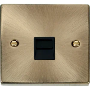 Socket Tel Secondary Single Antique Brass Black Insert Victorian