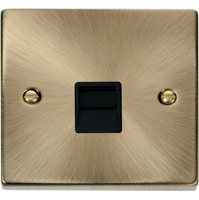 Socket Tel Secondary Single Antique Brass Black Insert Victorian