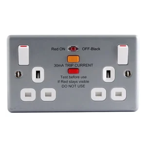 Socket Switched 2 Gang RCD 13A Metalclad