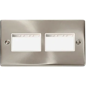 Frontplate 2 Gang 6 Aperture 2x3 White Gasket Victorian Satin Chrome