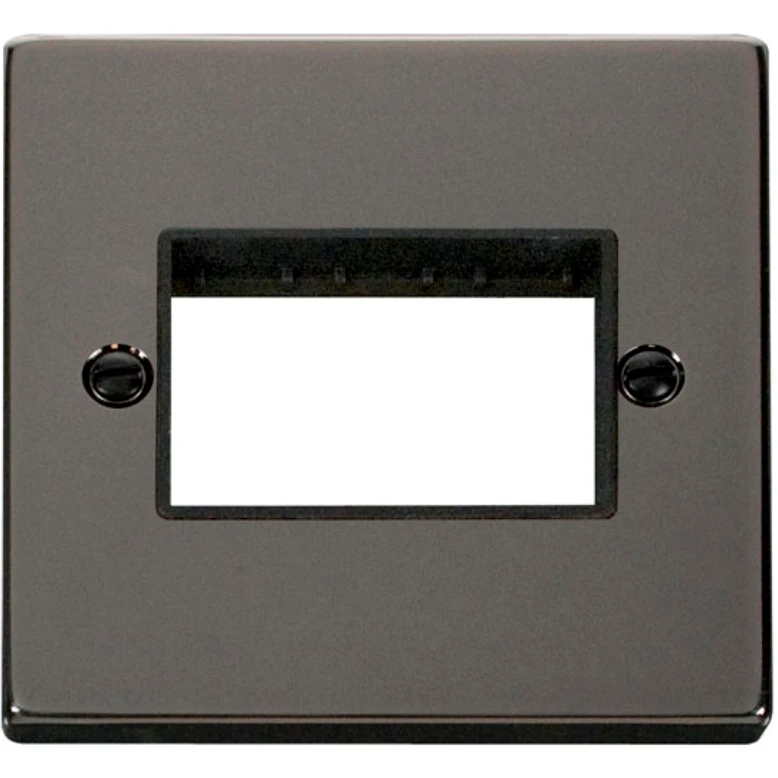 Victorian Black Nickel Black Insert 1 Gang MiniGrid Unfurnished Plate 3 Apertures