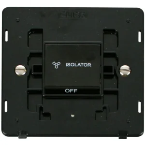 Black 10AX 3 Pole Fan Isolation Plate Switch Black Insert
