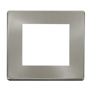 Front Plate 1 Gang 2 Media Module Brushed Stainless