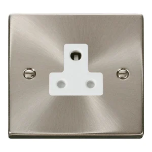 Click VPSC038WH Deco 5A Round Pin Unswitched Socket Satin Chrome with White Insert