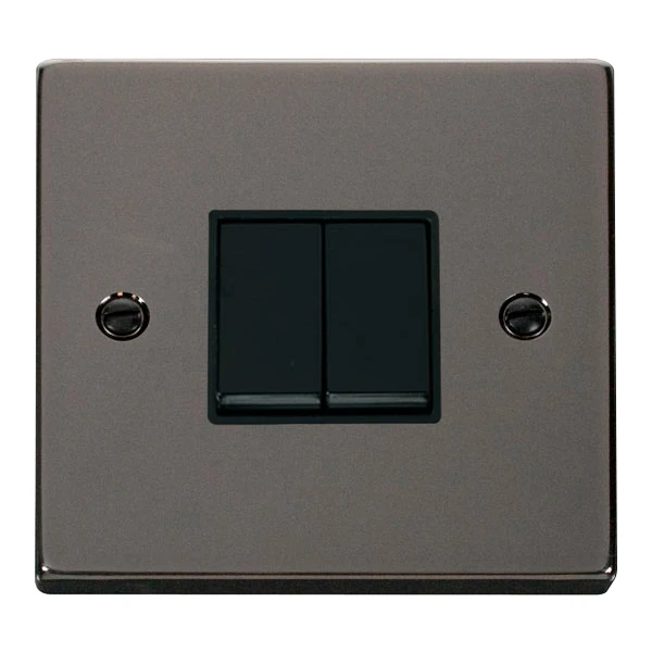 Plate Switch 2 Gang 2 Way 10A Black Nickel Black Insert Victorian - Image 2