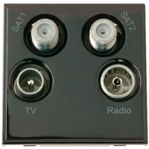 Click MM440BK Quad Media Plate Socket Sat 1 & 2 Radio and TV