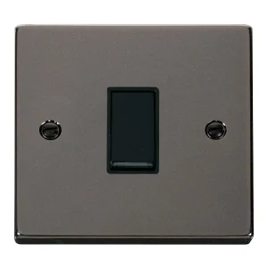Plate Switch 1 Gang 2 Way 10A Black Nickel Black Insert Victorian