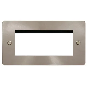 Front Plate 2 Gang Quad Aperture Brushed Stainless