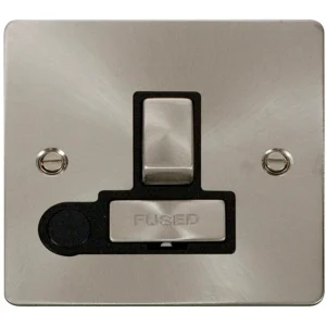 Connection Unit Switched Flex Outlet 13A Brushed Stainless Black Insert