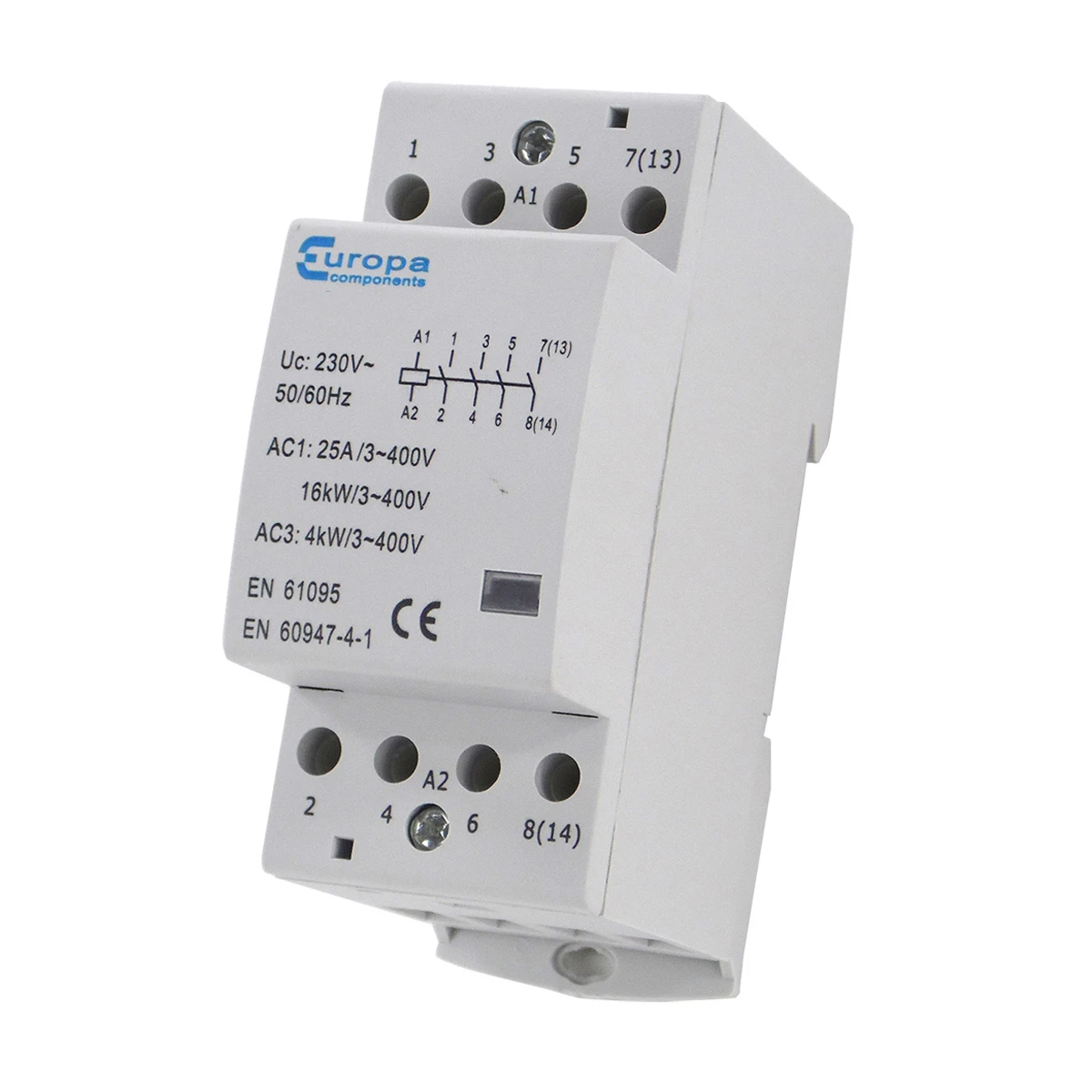 Contactor Modular 4 Pole 4 Normally Open 40A 230V AC