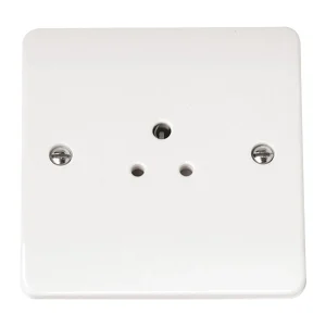Socket 1 Gang Unswitched Round Pin 2A White