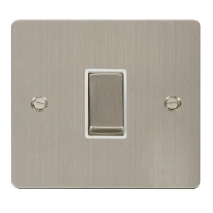 Plate Switch 1 Gang 2 Way 10A Stainless Steel White Insert