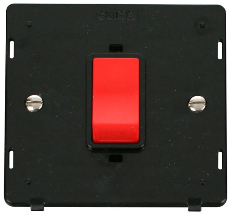Black 45A 1 Gang Double Pole Plate Red Switch Black Insert - Image 2