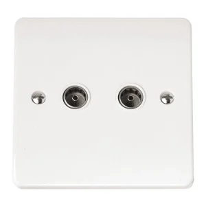 Socket Coaxial Twin White