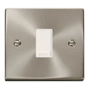 Plate Switch 1 Gang Intermediate 10A Satin Chrome White Insert Victorian