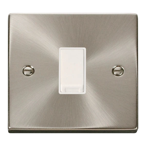 Plate Switch 1 Gang Intermediate 10A Satin Chrome White Insert Victorian