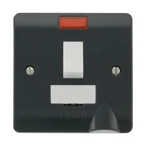 Connection Unit Double Pole Switched Fused Spur Neon + Flex Outlet 13A Anthracite Grey