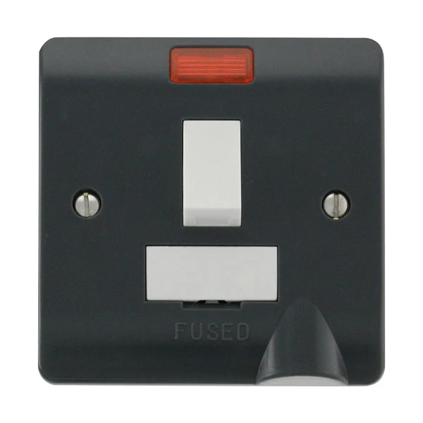 Connection Unit Double Pole Switched Fused Spur Neon + Flex Outlet 13A Anthracite Grey