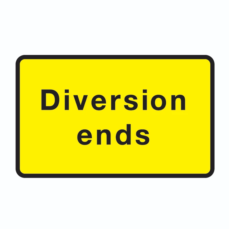 Diversion Ends 1050 x 750mm Yellow/Black Metal Sign