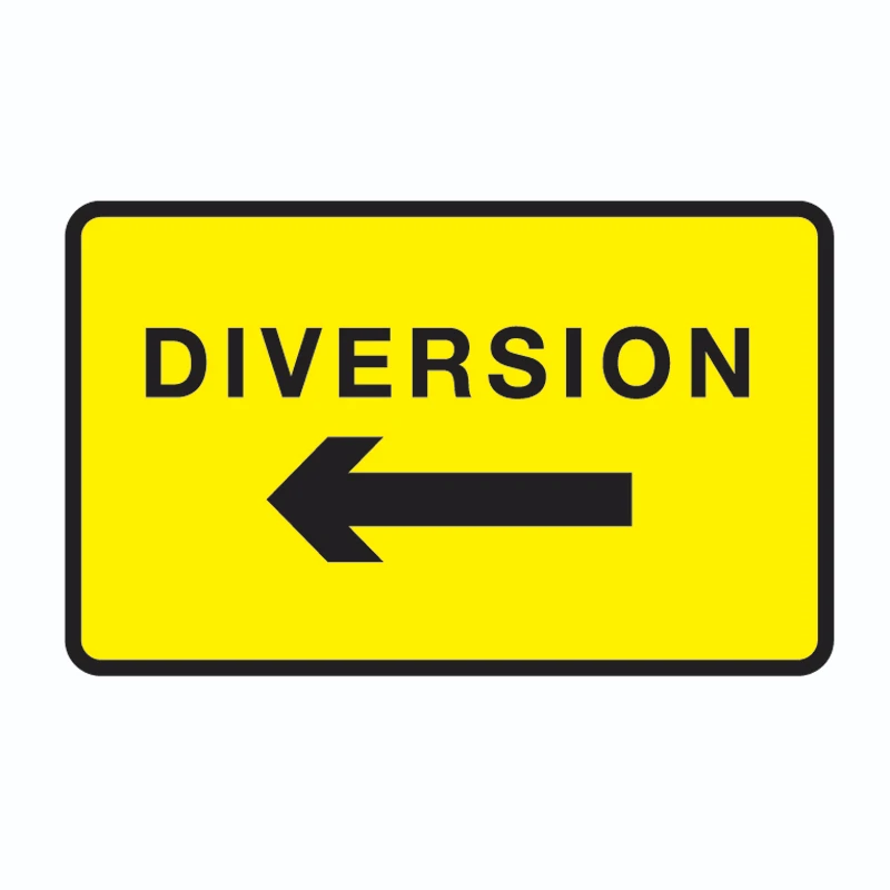Diversion 1050 x 750mm Yellow/Black Metal Sign - Image 2