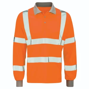 Polyester Long Sleeve HI-Vis Polo Shirt Medium Orange