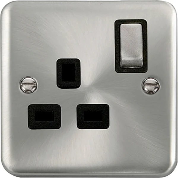 Click Scolmore Socket Ingot 1 Gang DP Switched 13A Satin Chrome Black ...