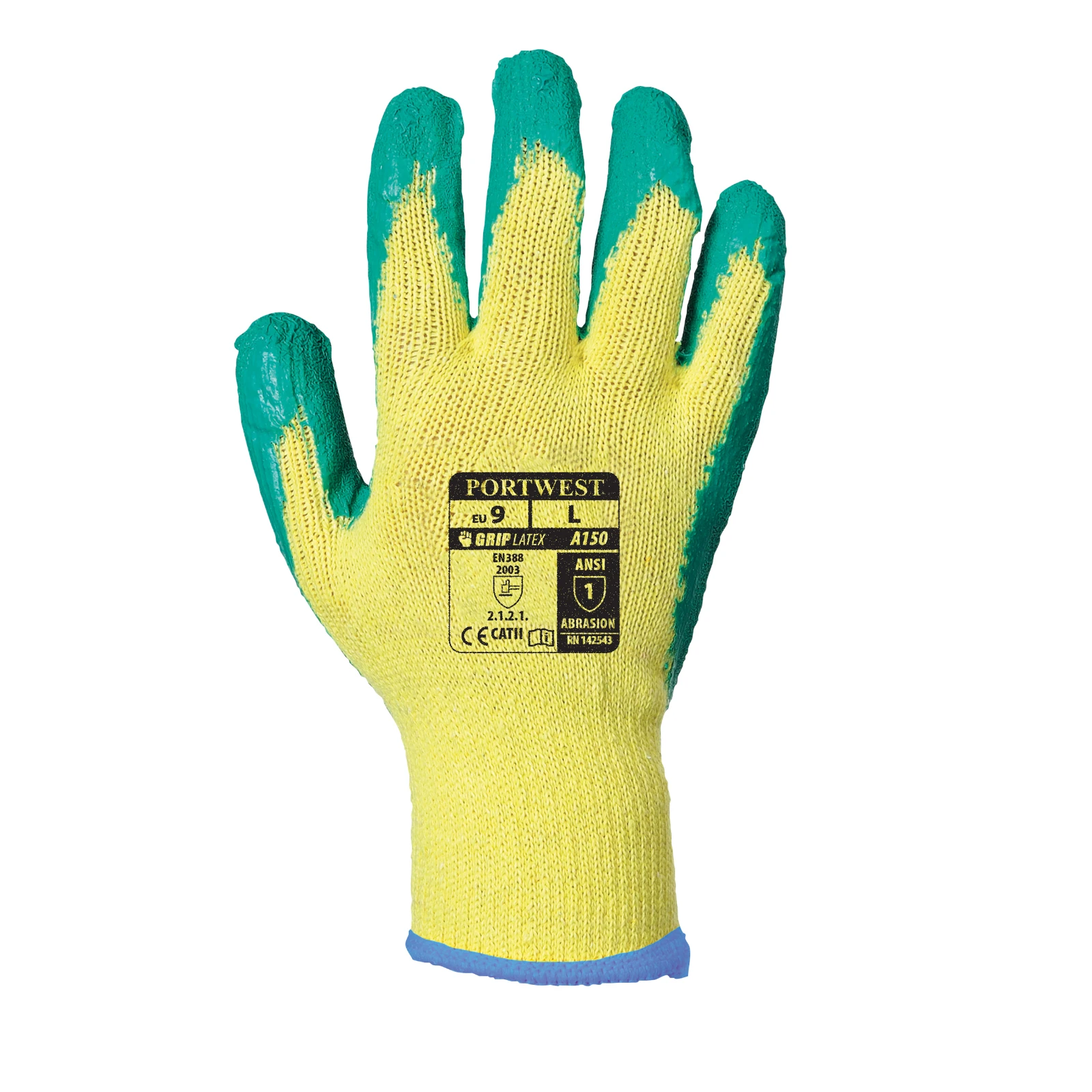 Portwest A150 Fortis Grip Polyester/Cotton Glove Green/Yellow Size 10 - Image 4