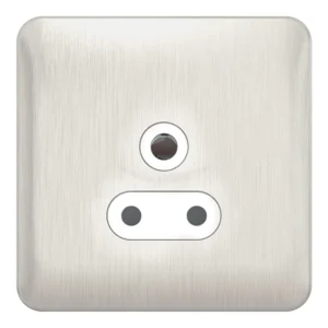 Lisse 1-Gang 5A Round Pin Unswitched Socket Stainless Steel / White