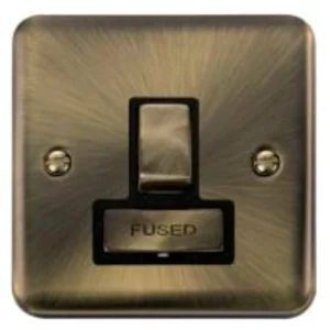 Antique Brass Rounded Profile 13A Ingot Double Pole Switched Fused Spur Connection Unit