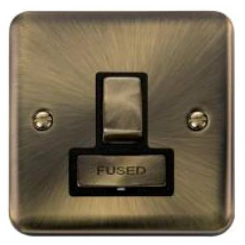 Antique Brass Rounded Profile 13A Ingot Double Pole Switched Fused Spur Connection Unit