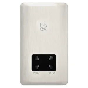 Lisse 2-Gang 115/230V Shaver Socket Stainless Steel / Black