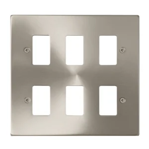 Front Plate Deco 6 Gang Satin Chrome