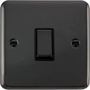 Plate Switch Ingot 1 Gang 2 Way 10AX Black Nickel Black Insert