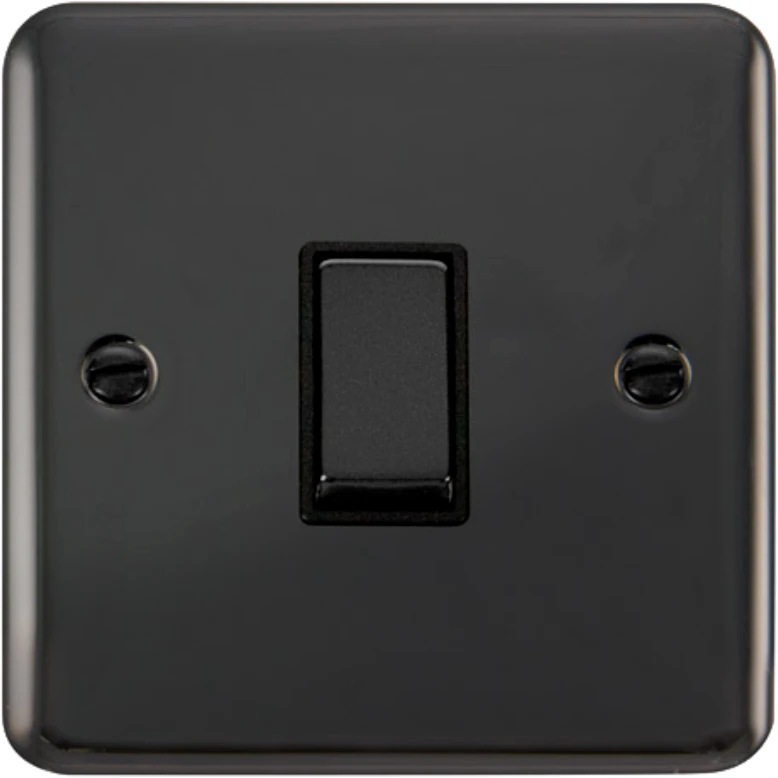 Plate Switch Ingot 1 Gang 2 Way 10AX Black Nickel Black Insert