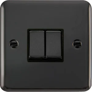 Plate Switch Ingot 2 Gang 2 Way 10AX Black Nickel Black Insert