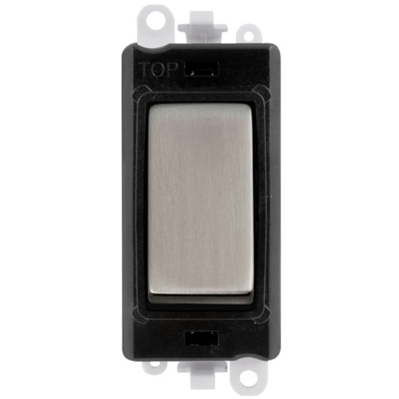 Click Gridpro Black Frame 20AX Stainless Steel Double Pole Switch Module