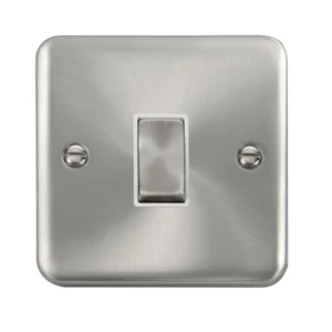 Plate Switch Ingot 1 Gang 2 Way 10AX Satin Chrome White Insert