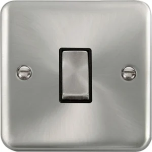 Plate Switch Ingot 1 Gang 2 Way 10AX Satin Chrome Black Insert