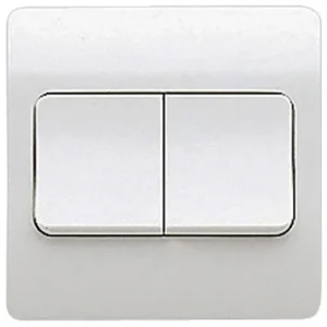 MK Plate Switch 2 Gang 2 Way Single Pole 10A White Wide Rockers