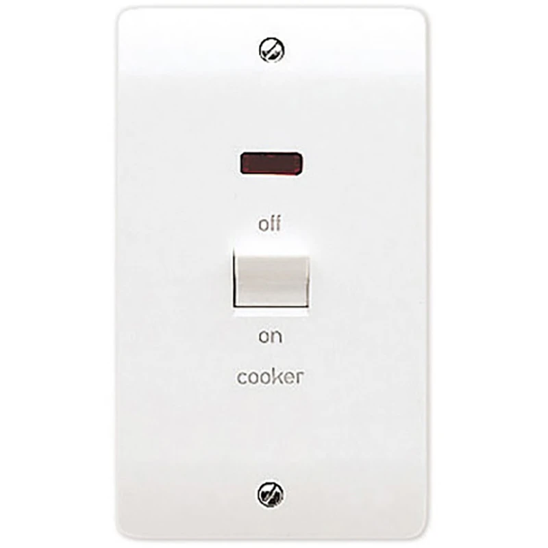 MK Switch Double Pole Flush Neon 50A White Marked Cooker