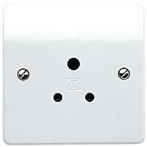 MK Logic Plus 1-Gang 5A Unswitched Round Pin Socket White