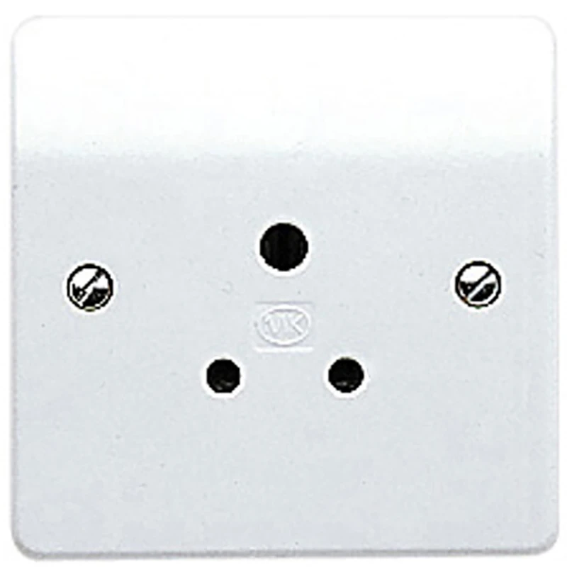 MK Logic Plus 1-Gang 5A Unswitched Round Pin Socket White