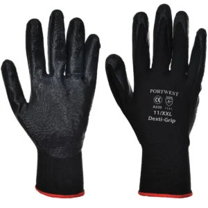 Portwest A320 DextI-Grip Nitrile Foam Coating Nylon Glove Black Size 8