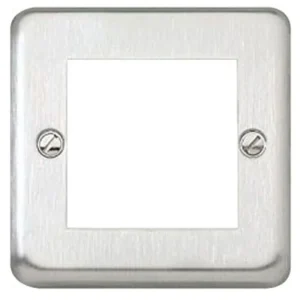 MK Front Plate Front Plate 2 Module Euro 50 x 50mm Brushed Stainless Steel