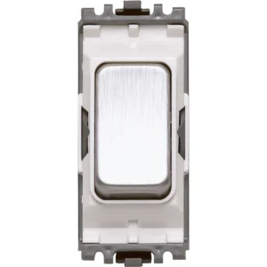 Grid Switch 1 Way SP 10A Brushed Stainless Steel White Inserts